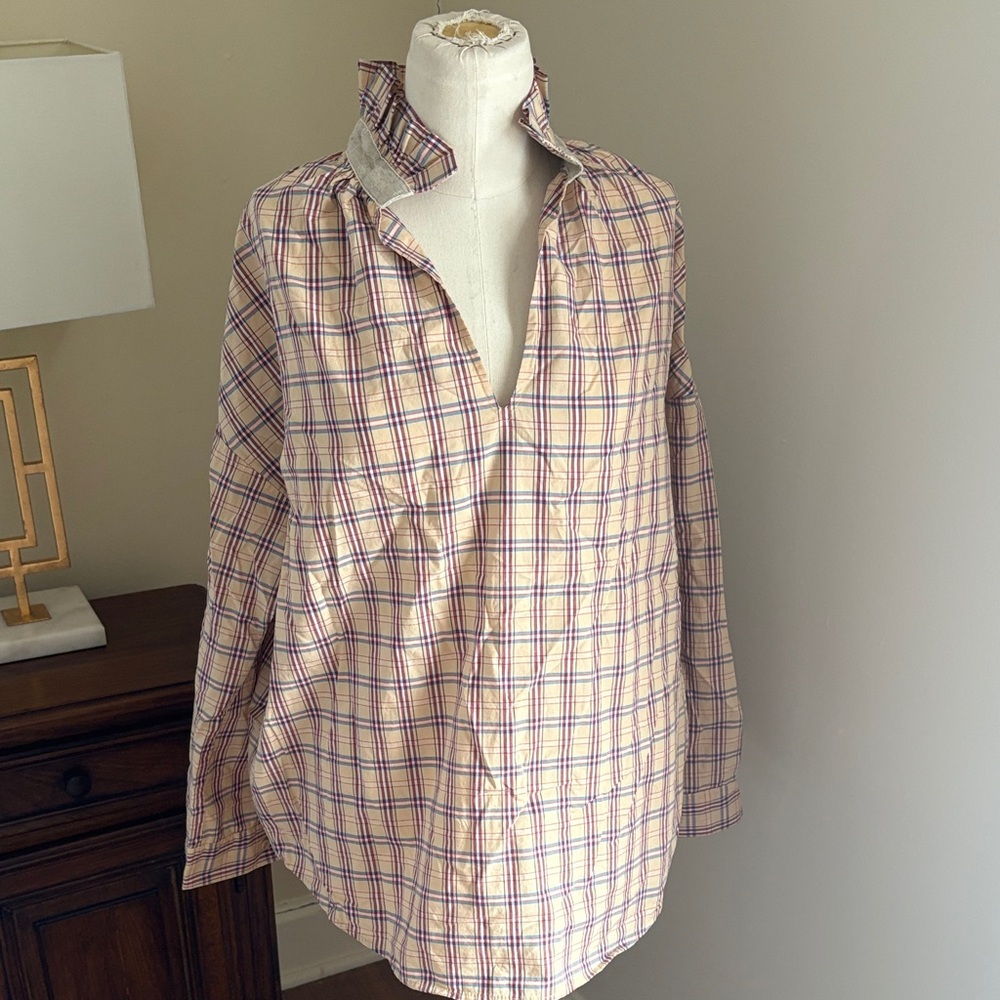 Plaid Long Sleeve Ruffle Top